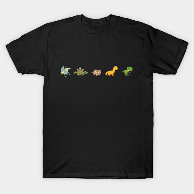 Dinosaur Line-up T-Shirt by The Lemon Stationery & Gift Co